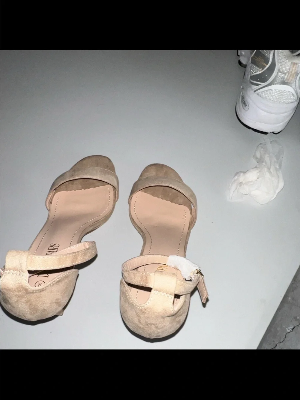 Women's Nude Suede High Heel Sandals